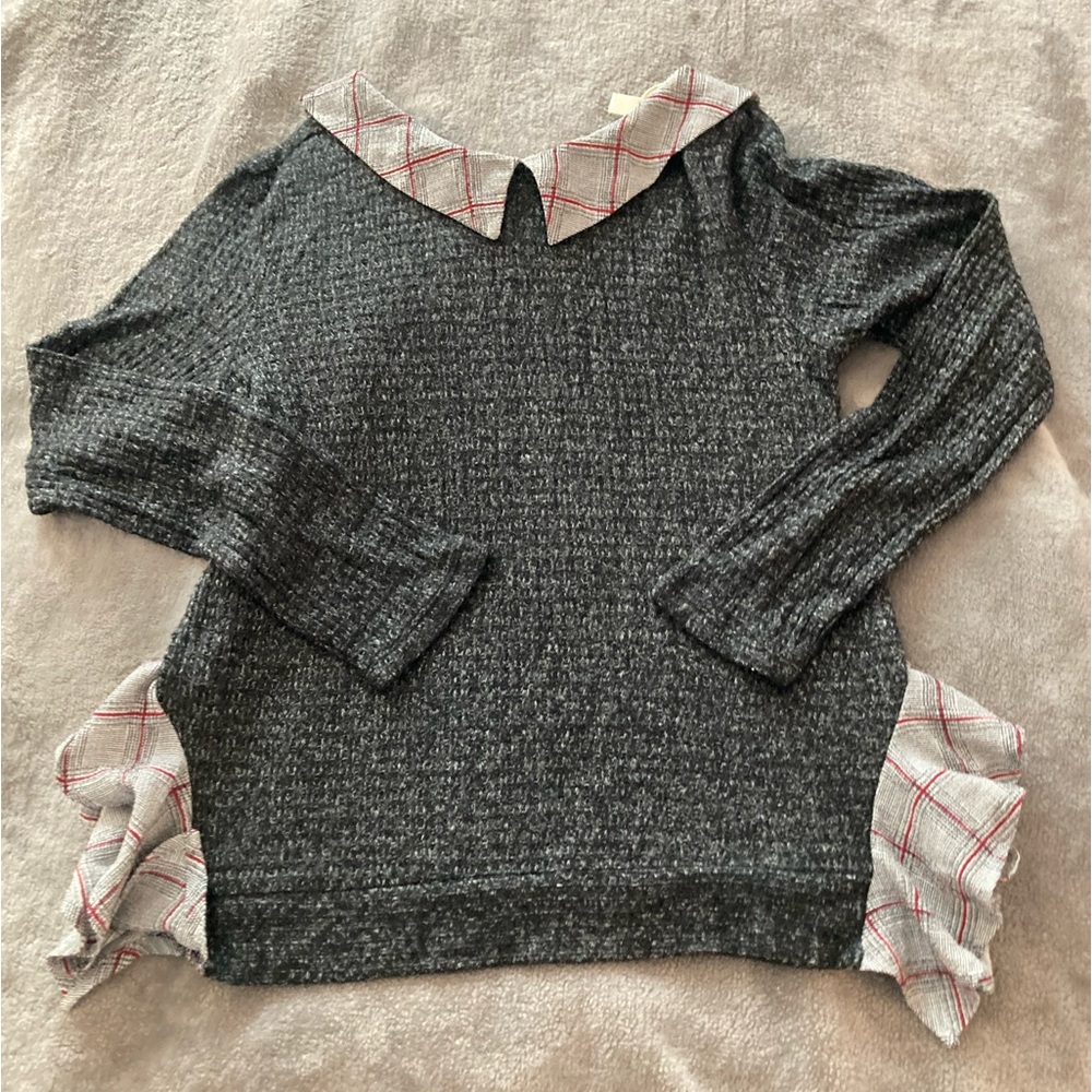Monteau Los Angeles Blouse black Long Sleeve with collar